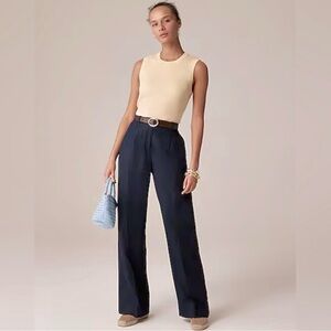 NWT J. Crew Wide-leg Essential Pant Linen Navy Blue